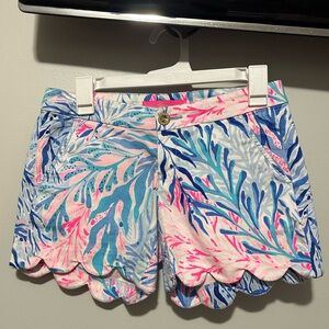 Lilly Pulitzer High Waist Pink and Blue Scalloped Shorts
